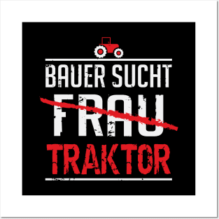 Bauer sucht traktor (black) Posters and Art